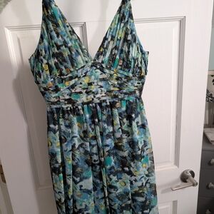 BCBGeneration Blue and Yellow Patterned Mini Dress